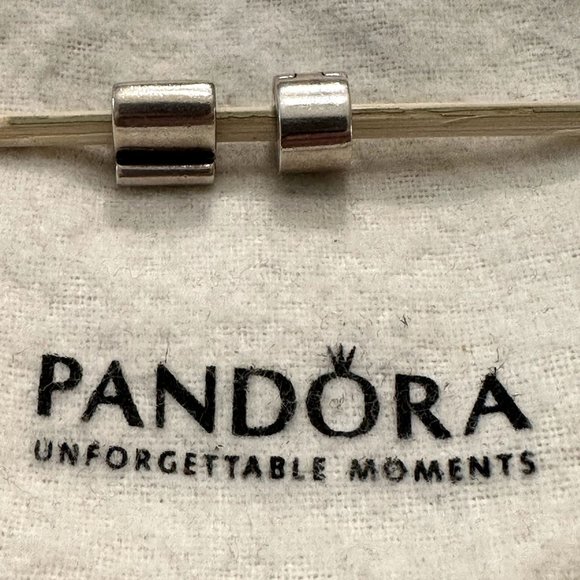 (2) Authentic Pandora Sterling Silver Best Friend Charm Bead & Clip 925 ALE #39 - Picture 4 of 12